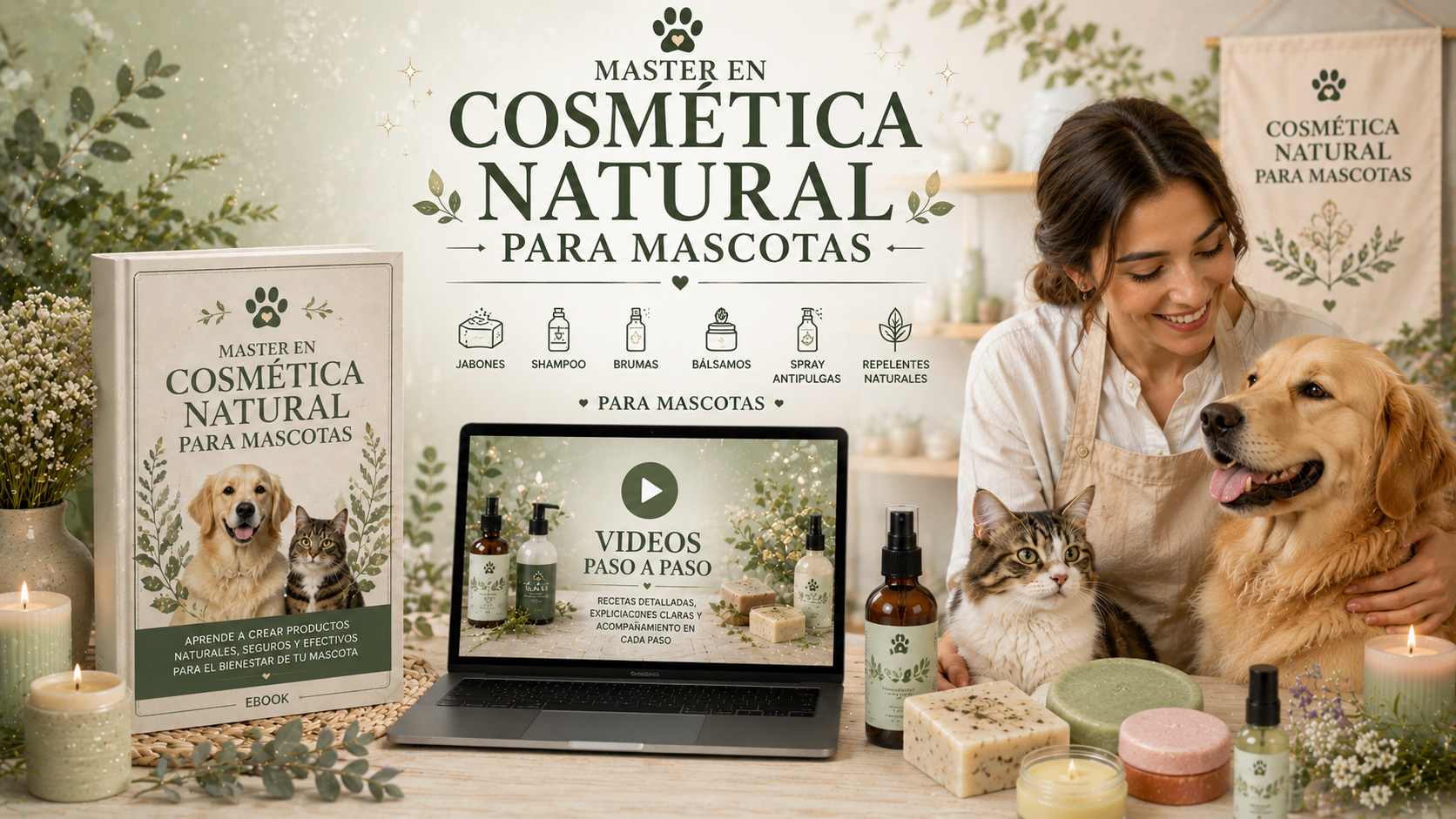 Máster en cosmética natural para mascotas + 10 Bonos.